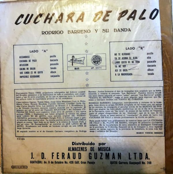 Disco de Vinilo Rodrigo Barreno y Su Banda - Cuchara de Palo Vinyl Record