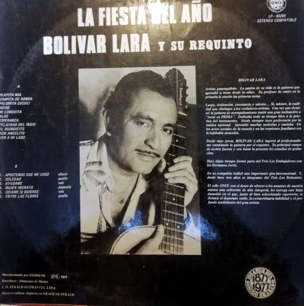 Disco de Vinilo Bolívar Lara - La Fiesta del Año Vinyl Record
