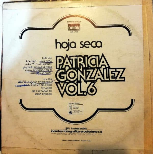 Disco de Vinilo Patricia González - Hoja Seca Vinyl Record
