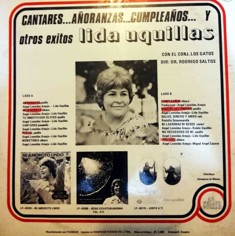 Disco de Vinilo Lida Uquillas - Cantares, añoranzas, cumpleaños y otros éxitos Vinyl Record