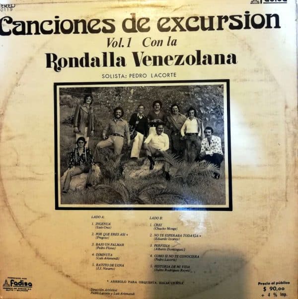 Disco de Vinilo La Rondalla Venezolana - Canciones de Excursión Vinyl Record