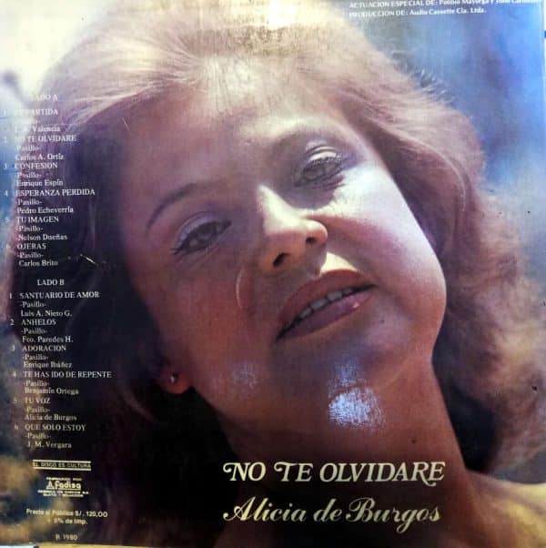 Disco de Vinilo Alicia De Burgos - No te olvidaré Vinyl Record