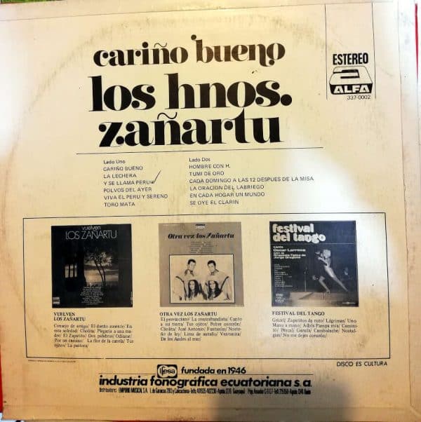 Disco de Vinilo Los Hermanos Zañartu - Cariño Bueno Vinyl Record