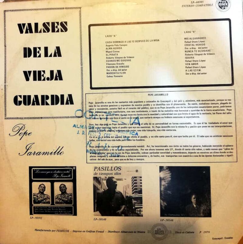 Disco de Vinilo Pepe Jaramillo - Valses de la Vieja Guardia Vinyl Record