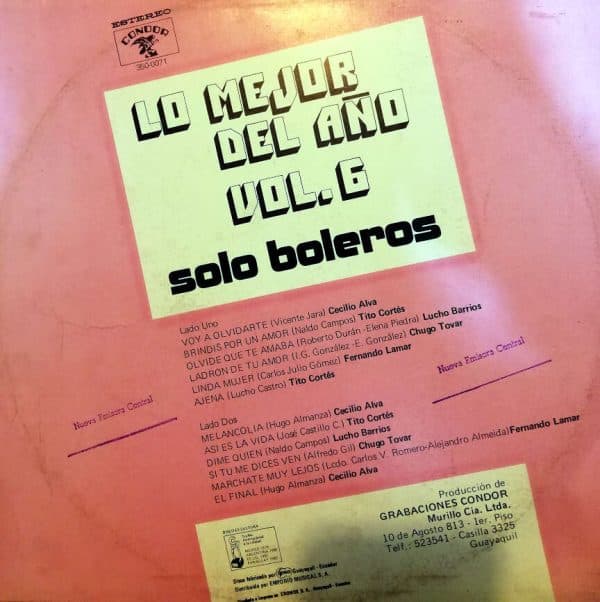 Disco de Vinilo Varios - Lo mejor del año Vol 6 Solo Boleros Vinyl Record