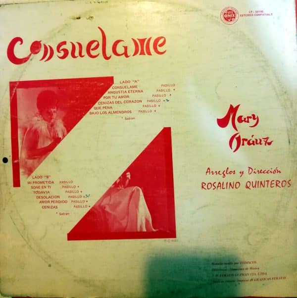 Disco de Vinilo Mary Arauz - Consúelame Vinyl Record