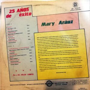 Disco de Vinilo Mary Arauz - 25 años de Éxitos Vinyl Record