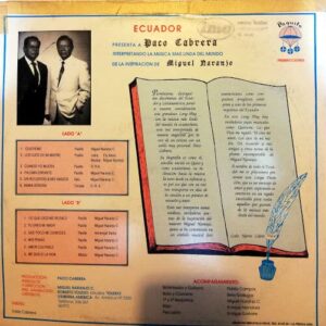 Disco de Vinilo Paco Cabrera - Interpretando la música más linda del Mundo Vinyl Record