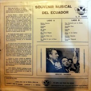 Disco de Vinilo Benitez – Valencia - Souvenir Musical del Ecuador Vinyl Record