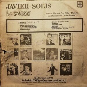 Disco de Vinilo Javier Solís - Sombras Vinyl Record
