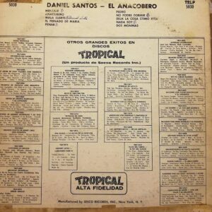 Disco de Vinilo Daniel Santos - El Anacobero Vinyl Record