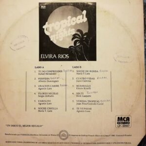 Disco de Vinilo Elvira Rios - Tropical Night Vinyl Record