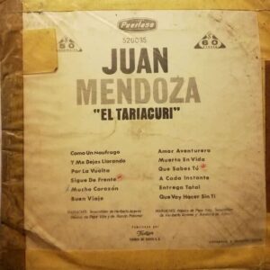 Disco de Vinilo Juan Mendoza - El Tariácuri Vinyl Record