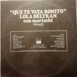 Disco de Vinilo Lola Beltrán Con Mariachi  - Que Te Vaya Bonito Vinyl Record