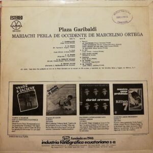Disco de Vinilo Mariachi Perla De Occidente De Marcelino Ortega - Plaza Garibaldi Vinyl Record