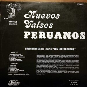 Disco de Vinilo Brahama Sairo Con los Llactarunas - Nuevos Valses Perúanos Vinyl Record