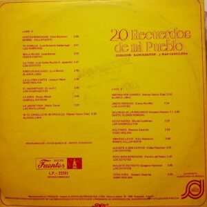 Disco de Vinilo Varios - 20 Recuerdos De Mi Pueblo Vinyl Record