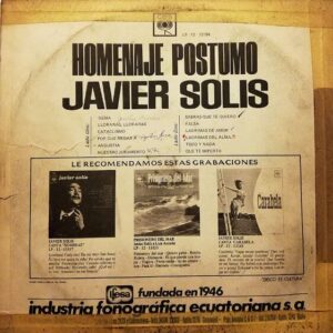 Disco de Vinilo Javier Solís - Homenaje Postumo Javier Solís Vinyl Record