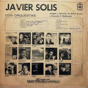 Disco de Vinilo Javier Solís - Javier Solís Con Orquesta Vinyl Record