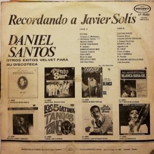 Disco de Vinilo Daniel Santos - Recordando A Javier Solís Vinyl Record