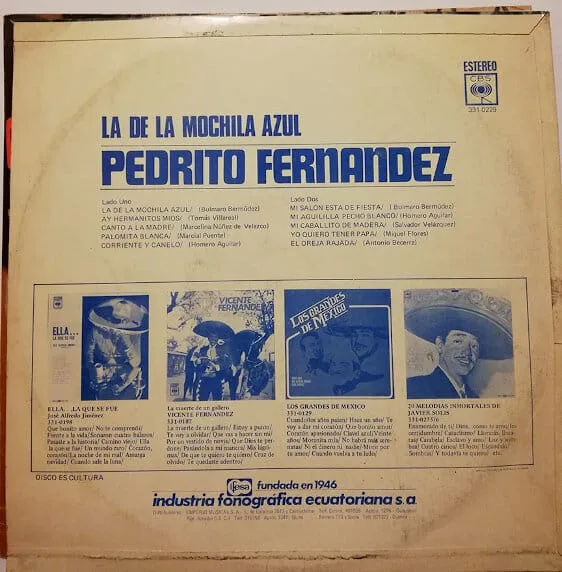 Album Pedrito La Mochila Azul Disco De Vinilo Pedrito Fernández La