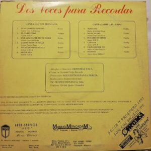 Disco de Vinilo Jaime Gallardo Y Héctor Moncada - Dos Voces Para Recordar Vinyl Record