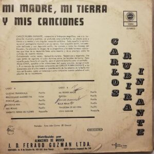 Disco de Vinilo Carlos Rubira Infante - Mi Madre, Mi Tierra Y Mis Canciones Vinyl Record