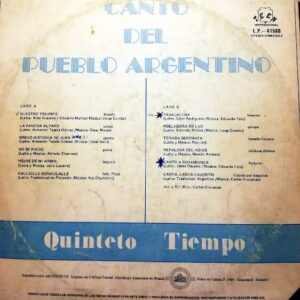 Disco de Vinilo Quinteto Tiempo - Canto Del Pueblo Argentino Vinyl Record