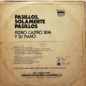 Disco de Vinilo Pedro Castro Silva - Pasillos Solamente Pasillos Vinyl Record