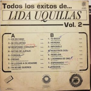 Disco de Vinilo Lida Uquillas - Todos Los Exitos De Lida Uquillas Vol 2 Vinyl Record