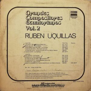 Disco de Vinilo Ruben Uquillas - Grandes Compositores Ecuatorianos Vol 2 Vinyl Record