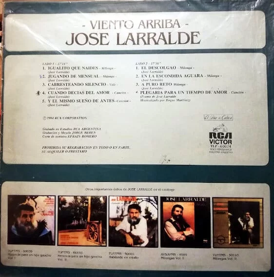 Disco de Vinilo José Larralde  - Viento Arriba Vinyl Record
