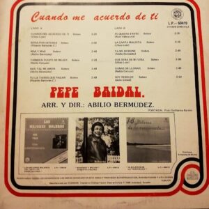 Disco de Vinilo Pepe Baidal - Cuando Me Acuerdo De Ti Vinyl Record
