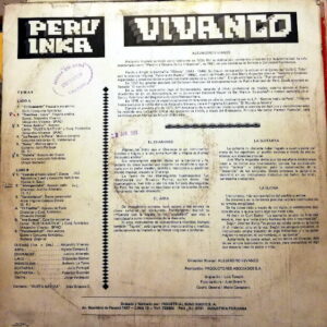 Disco de Vinilo Perú Inca Vivanco - El Arpa, La Guitarra, El Charango Y La Quena Vinyl Record