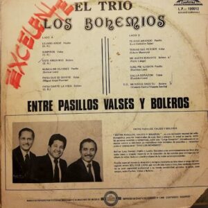 Disco de Vinilo Trio Los Bohemios - Entre Pasillo,Valses Y Boleros Vinyl Record
