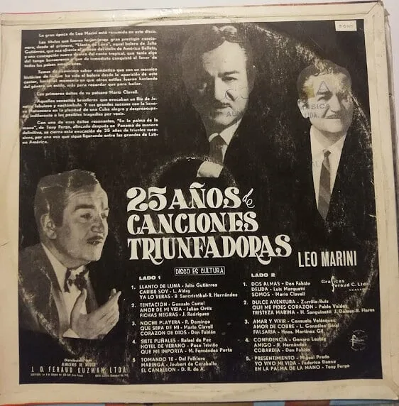 Disco de Vinilo Leo Marini - 25 Años De Canciones Triunfadoras Vinyl Record