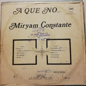 Disco de Vinilo Miryam Constante - A Que No... Vinyl Record