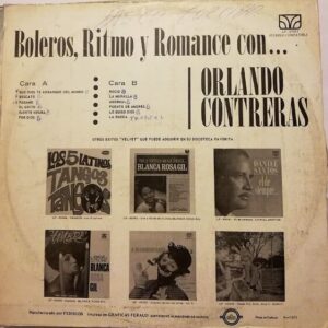 Disco de Vinilo Orlando Contreras - Boleros, Ritmo Y Romance Con... Orlando Contreras Vinyl Record