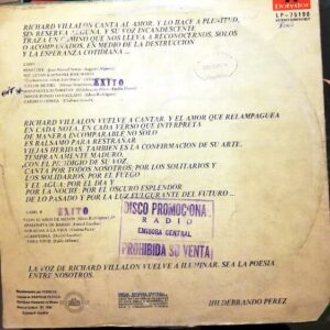 Disco de Vinilo Richard Villalon - Villalon Canta Vinyl Record