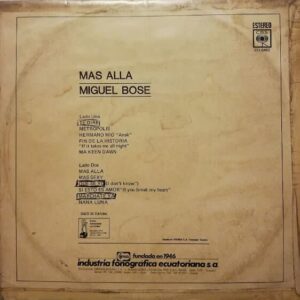 Disco de Vinilo Miguel Bosé - Más Allá Vinyl Record