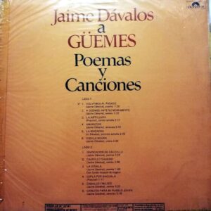 Disco de Vinilo Jaime Davalos - A Guemes- Poemas Y Canciones Vinyl Record