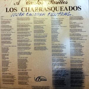 Disco de Vinilo Los Charrasqueados - A cantar pasillos con los Charrasqueados Vinyl Record