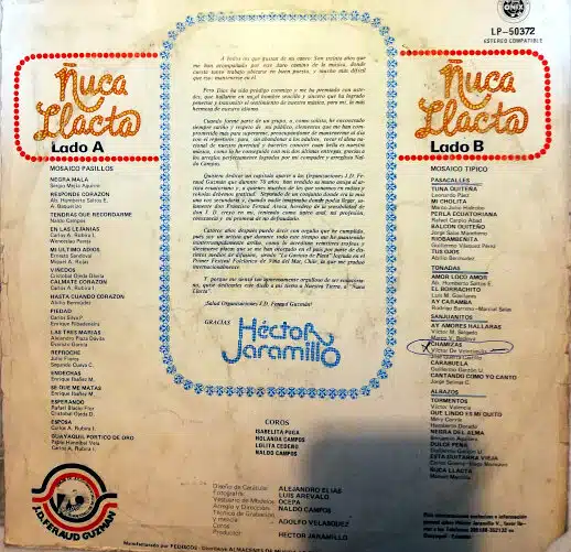Disco de Vinilo Héctor Jaramillo - Ñuca Llacta Vinyl Record