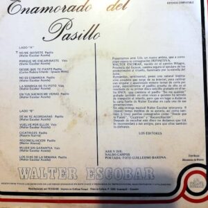 Disco de Vinilo Walter Escobar - Enamorado del Pasillo Vinyl Record