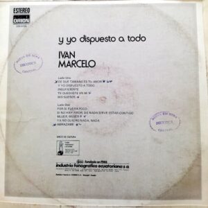 Disco de Vinilo Iván Marcelo - Y Yo Dispuesto A Todo Vinyl Record