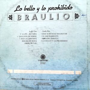 Disco de Vinilo Braulio - Lo Bello Y Lo Prohibido Vinyl Record