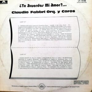 Disco de Vinilo Claudio Fabri - Te Acuerdas Mi Amor? Vinyl Record