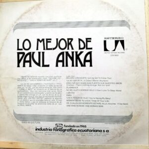 Disco de Vinilo Paul Anka - Lo Mejor De Paul Anka Vinyl Record