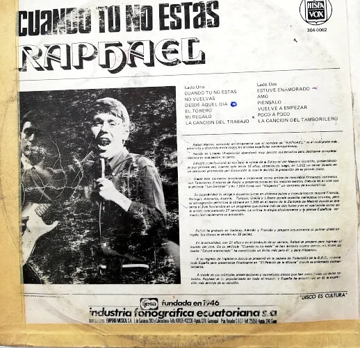 Disco de Vinilo Raphael - Cuando Tu No Estás Vinyl Record