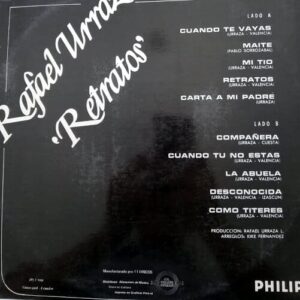 Disco de Vinilo Rafael Urraza - Retratos Vinyl Record